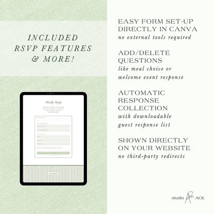 Green Striped Wedding Website Template