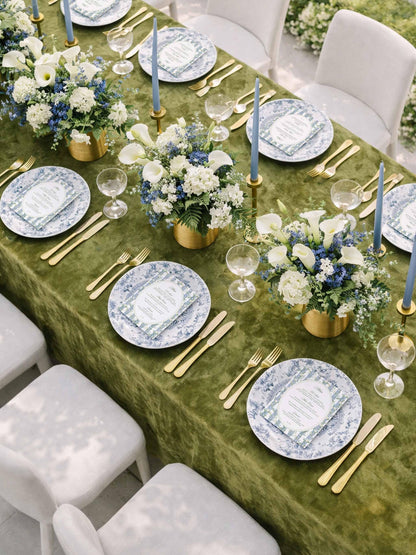 Blue, White & Green Wedding Menu Template
