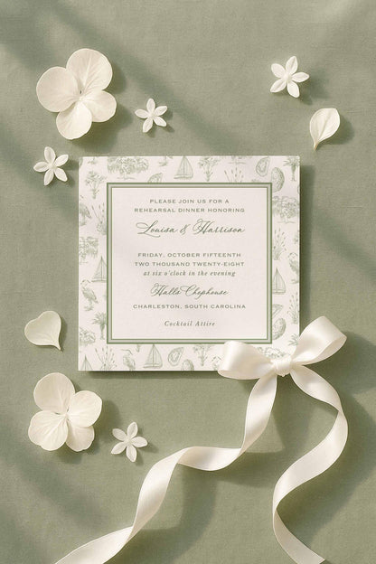 Southern Toile Rehearsal Dinner Invitation