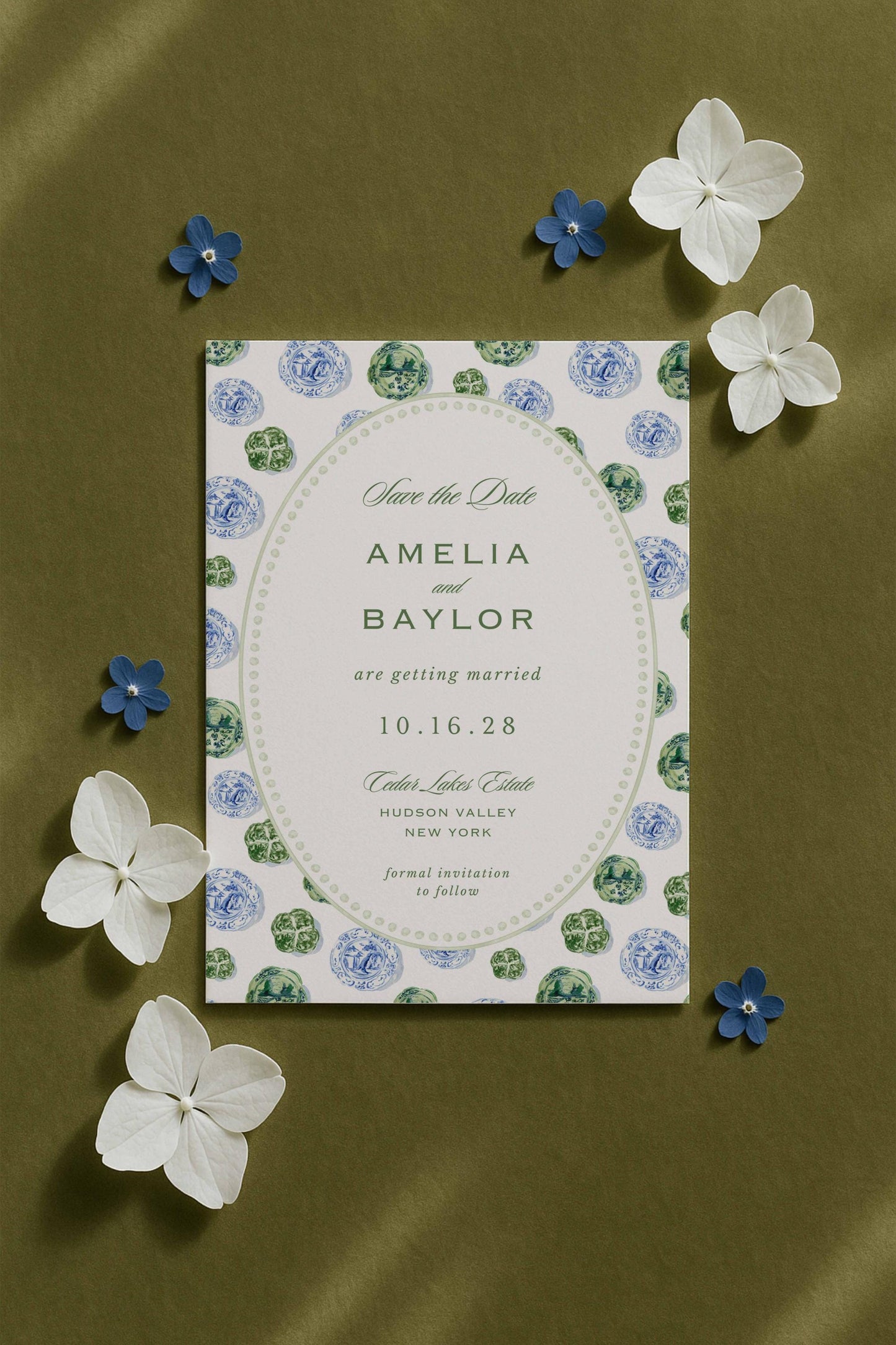 Blue, White & Green Save the Date Template