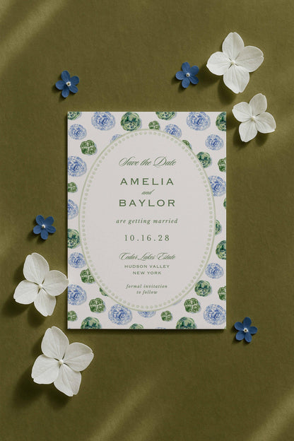 Blue, White & Green Save the Date Template