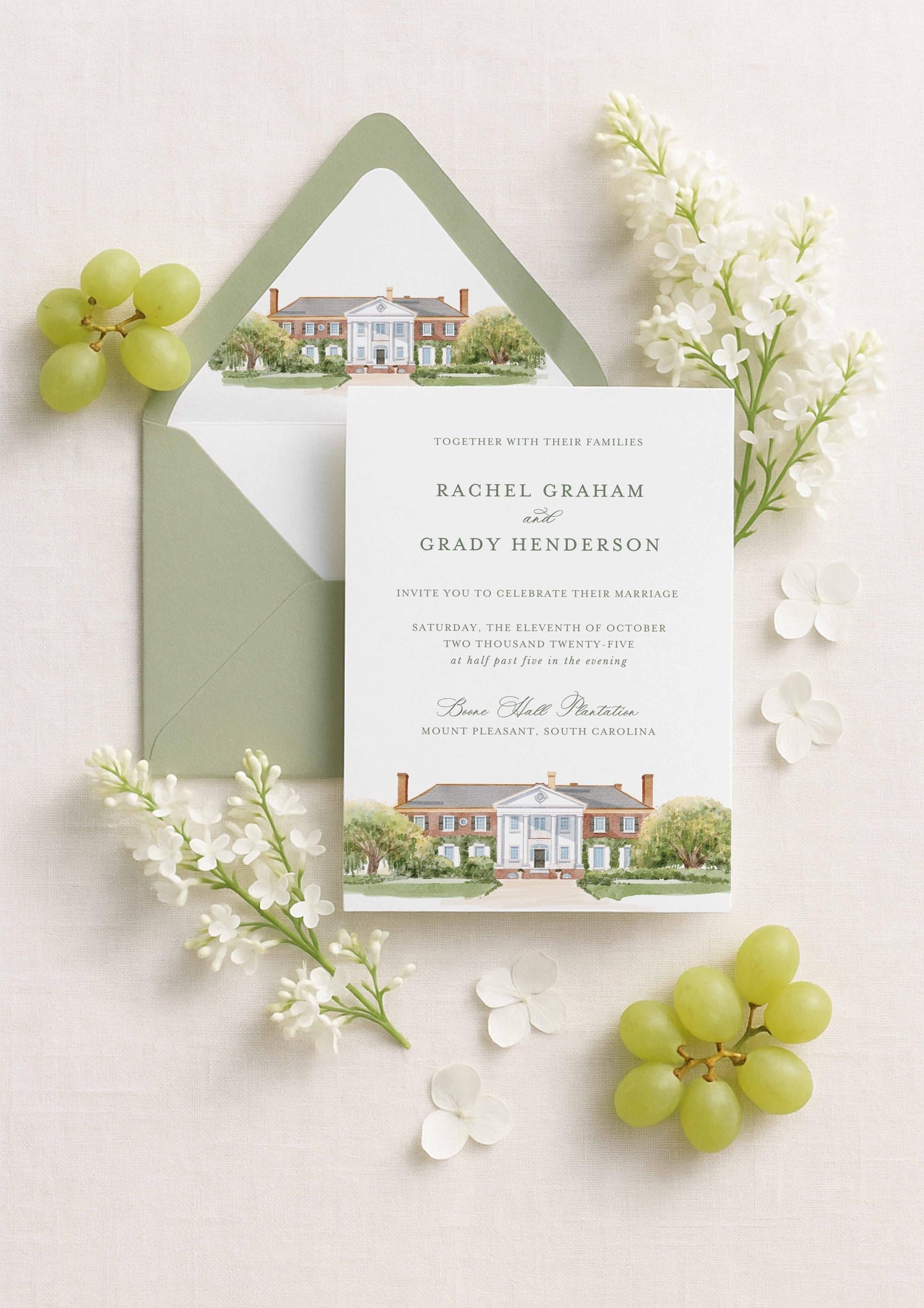 Boone Hall Wedding Invitation Suite Template