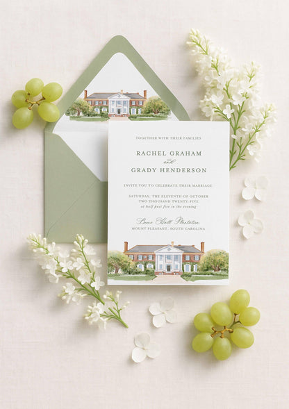 Boone Hall Wedding Invitation Suite Template