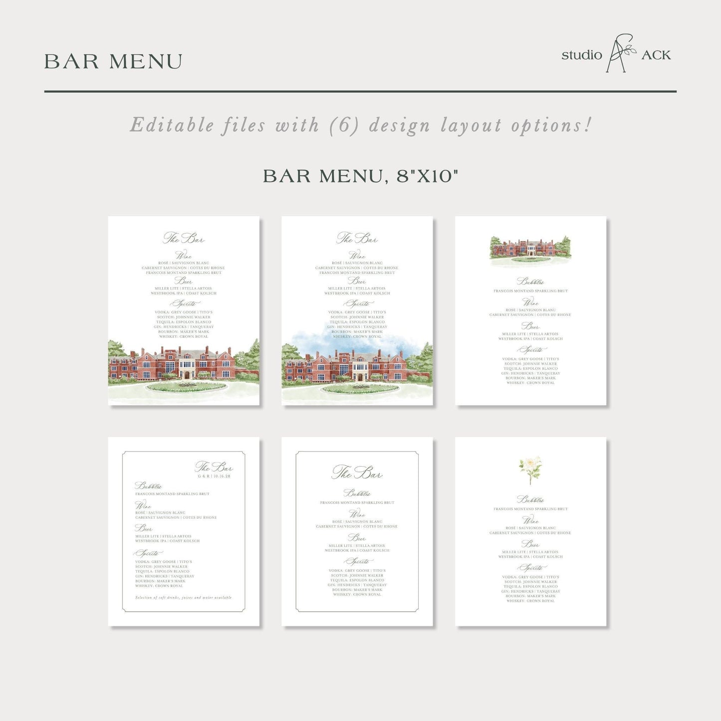 Mansion at Natirar Wedding Template Bundle