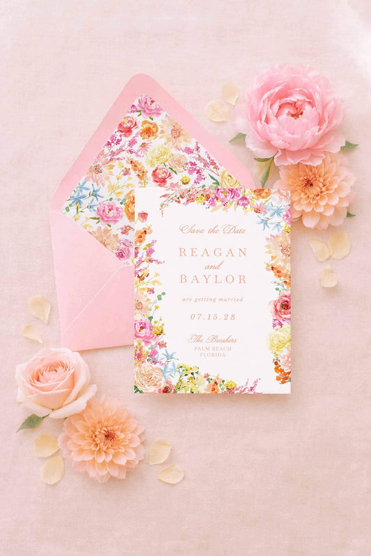Colorful Floral Save the Date Template
