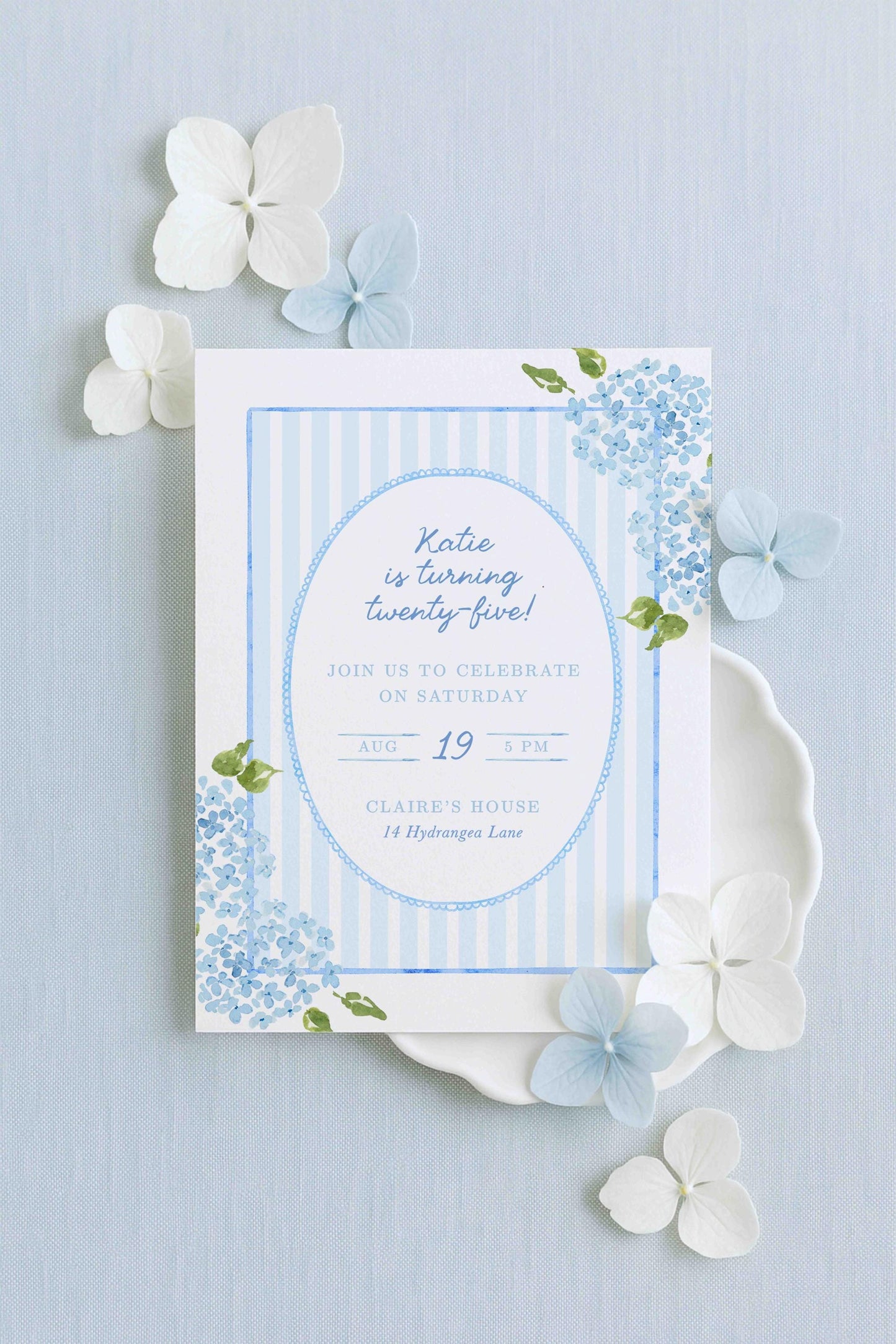Hydrangea Birthday Invitation Template