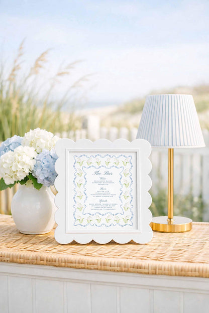 Blue Rattan Wedding Bar Menu Template