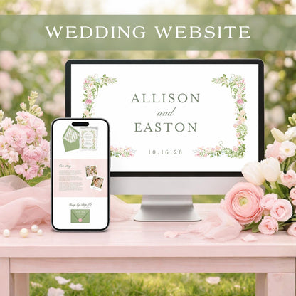 Hand-Painted Floral Wedding Website Template