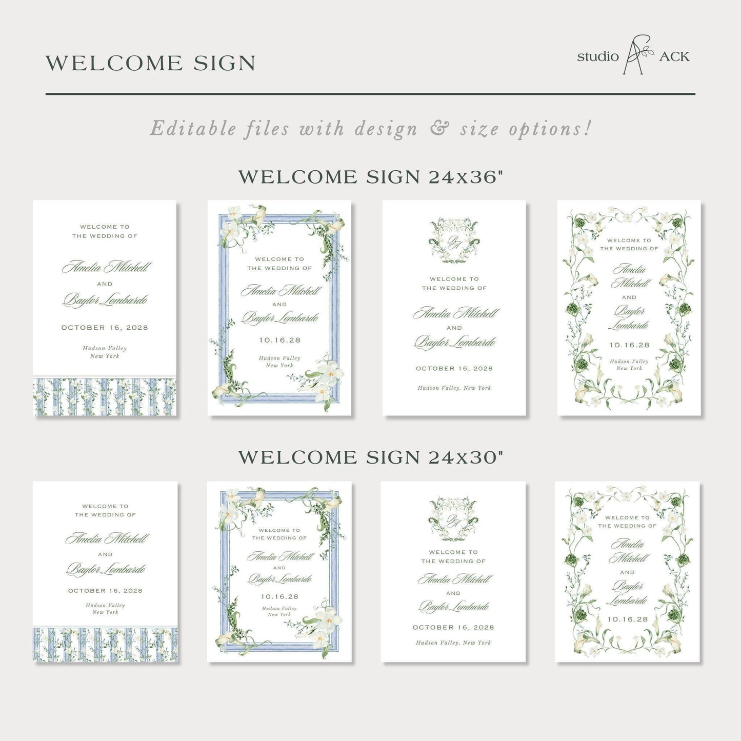 Blue, White & Green Wedding Template Bundle