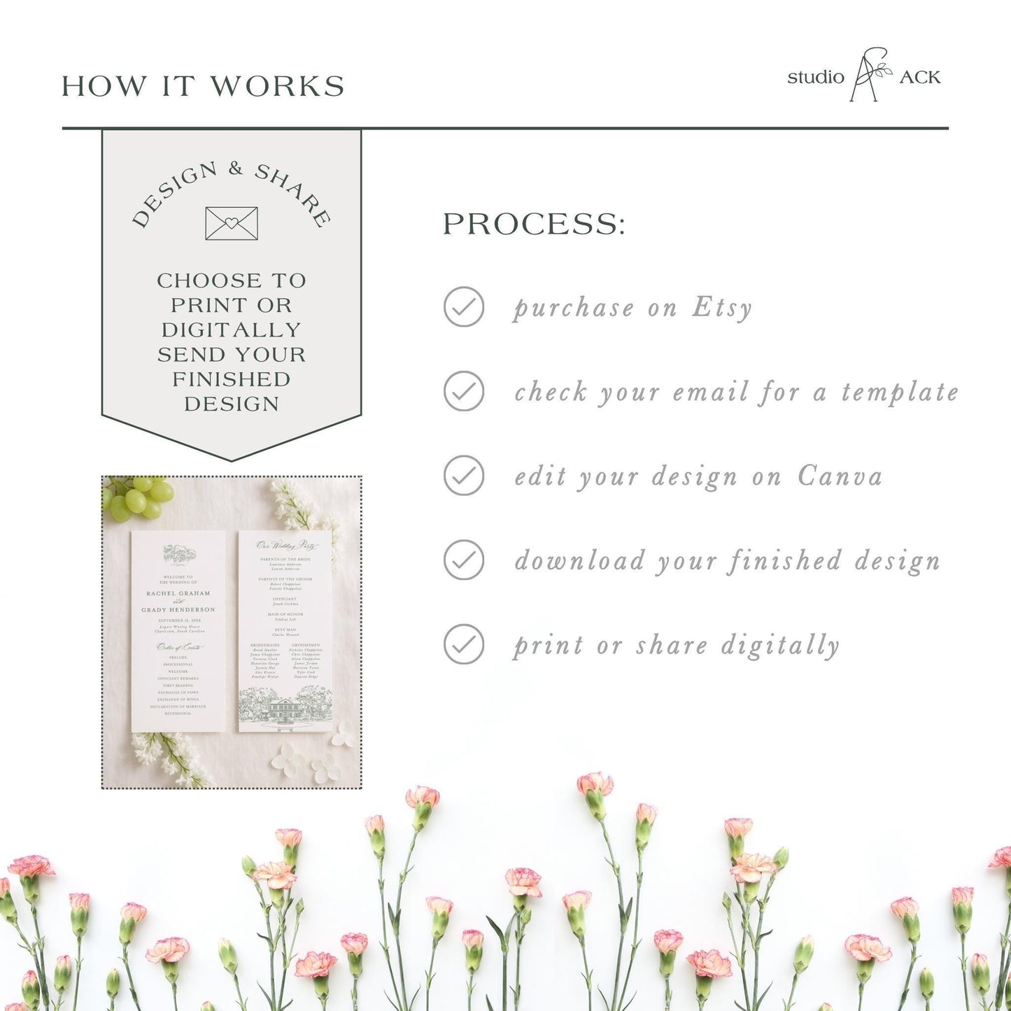 Legare Waring House Wedding Program Template