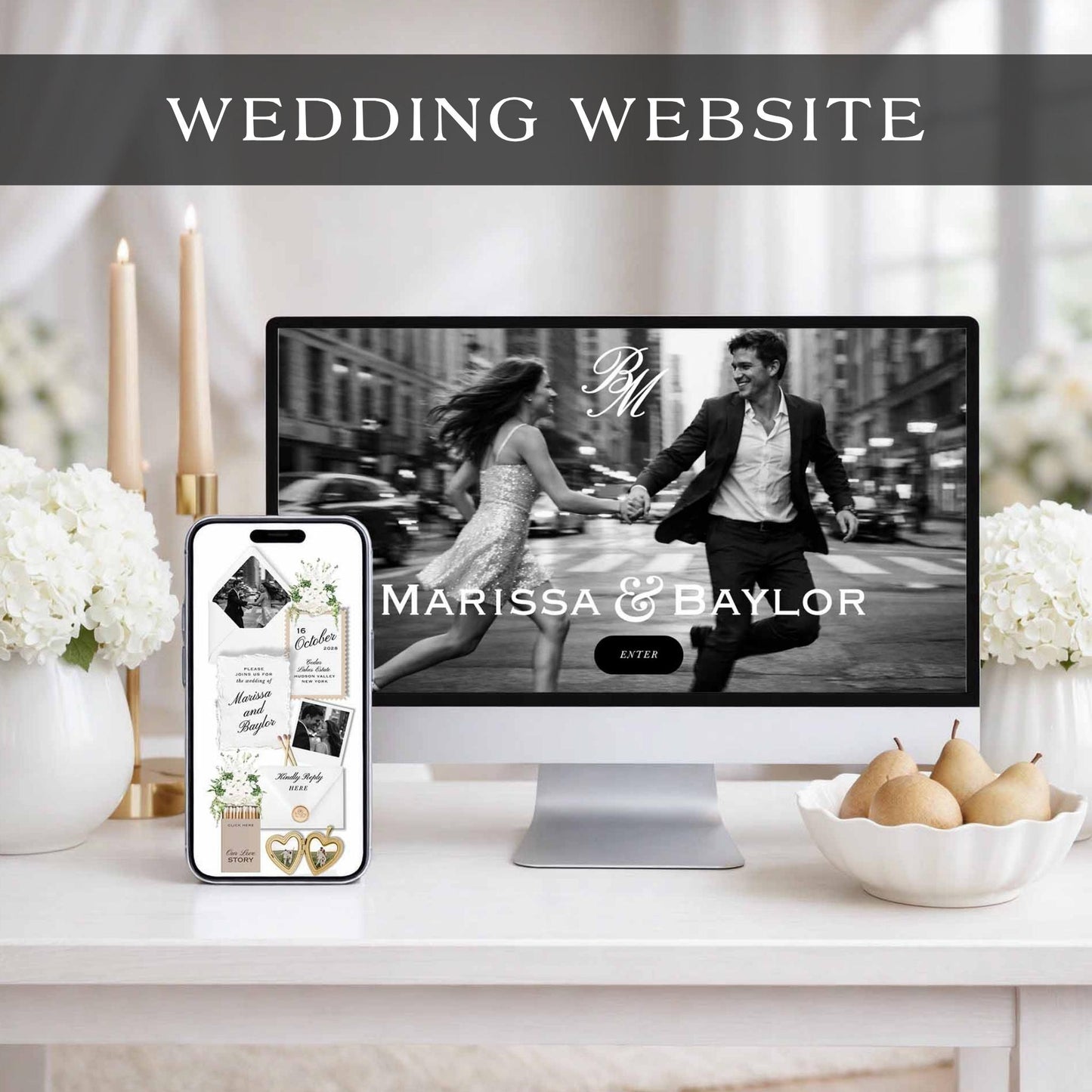 Old Money Striped Wedding Website Template