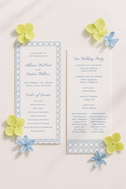 Blue Rattan Wedding Program Template