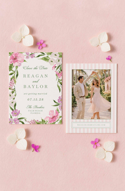 Purple Floral Save the Date Template