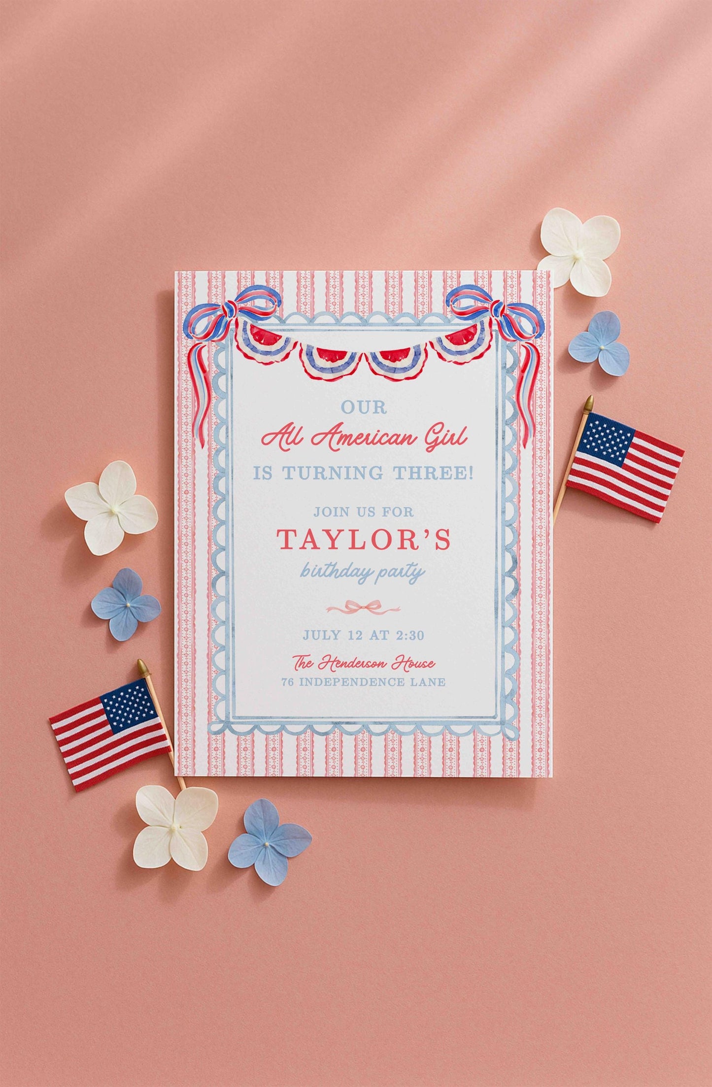 All American Girl Birthday Invitation Template