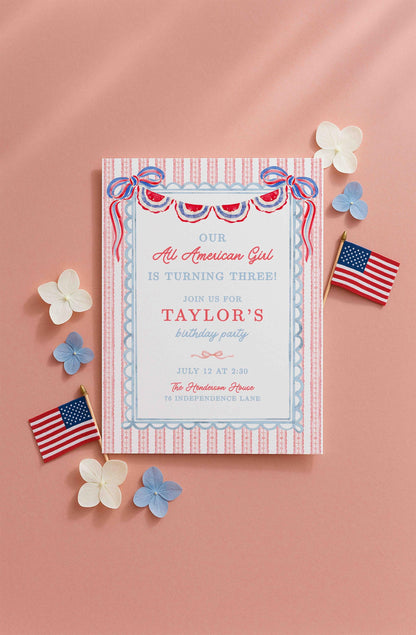 All American Girl Birthday Invitation Template