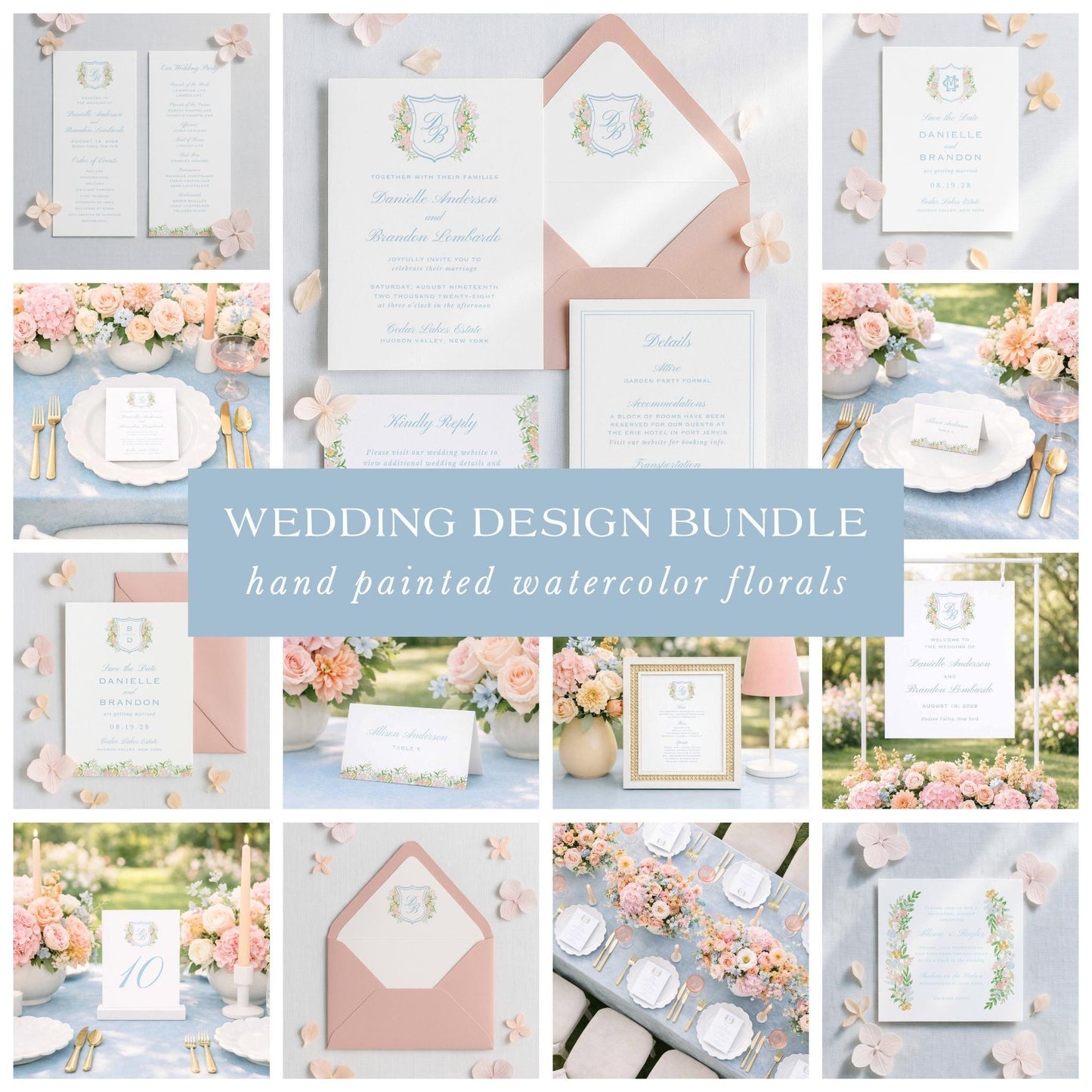 Colorful Floral Wedding Template Bundle