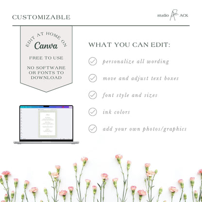 Green Striped Wedding Menu Template