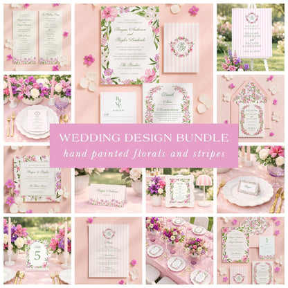 Purple Floral Wedding Template Bundle