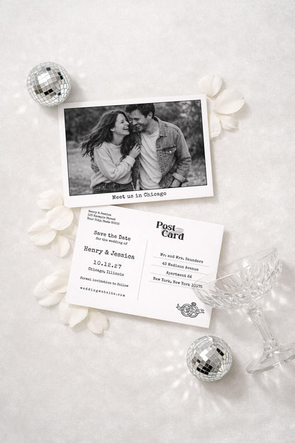 Vintage Polaroid Typewriter Postcard Save the Date Template