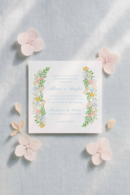 Colorful Floral Rehearsal Dinner Invitation