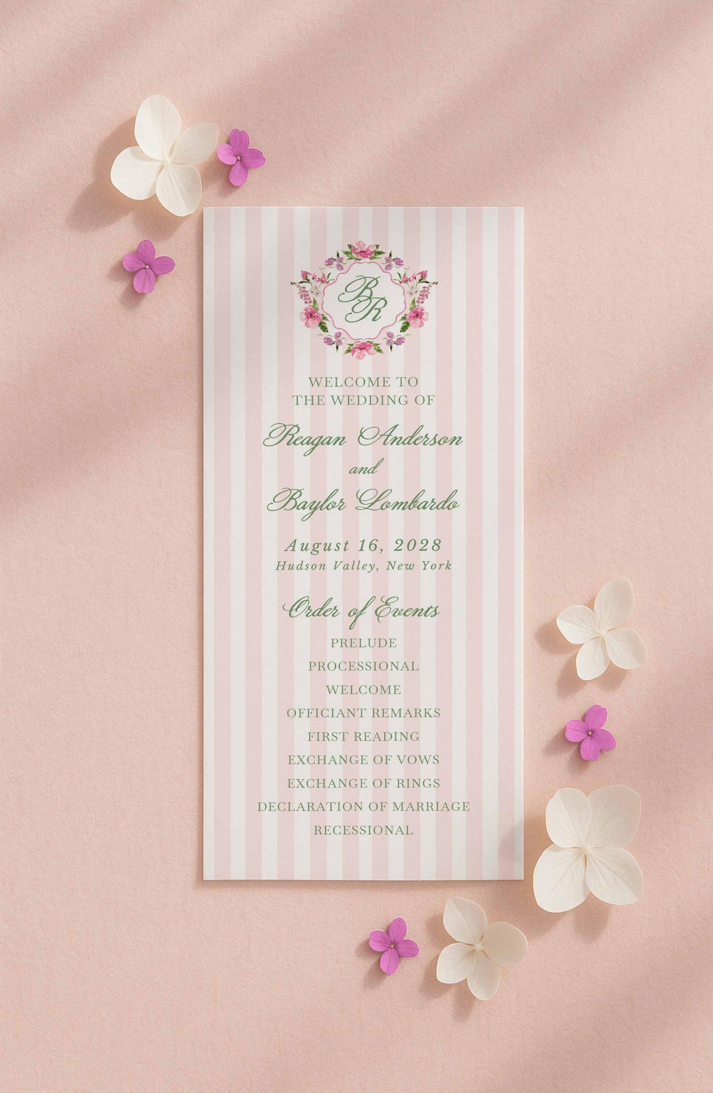 Purple Floral Wedding Program Template