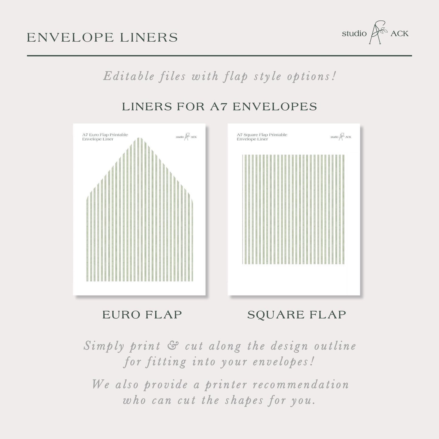 Green Striped Wedding Invitation Suite Template