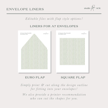 Green Striped Wedding Invitation Suite Template