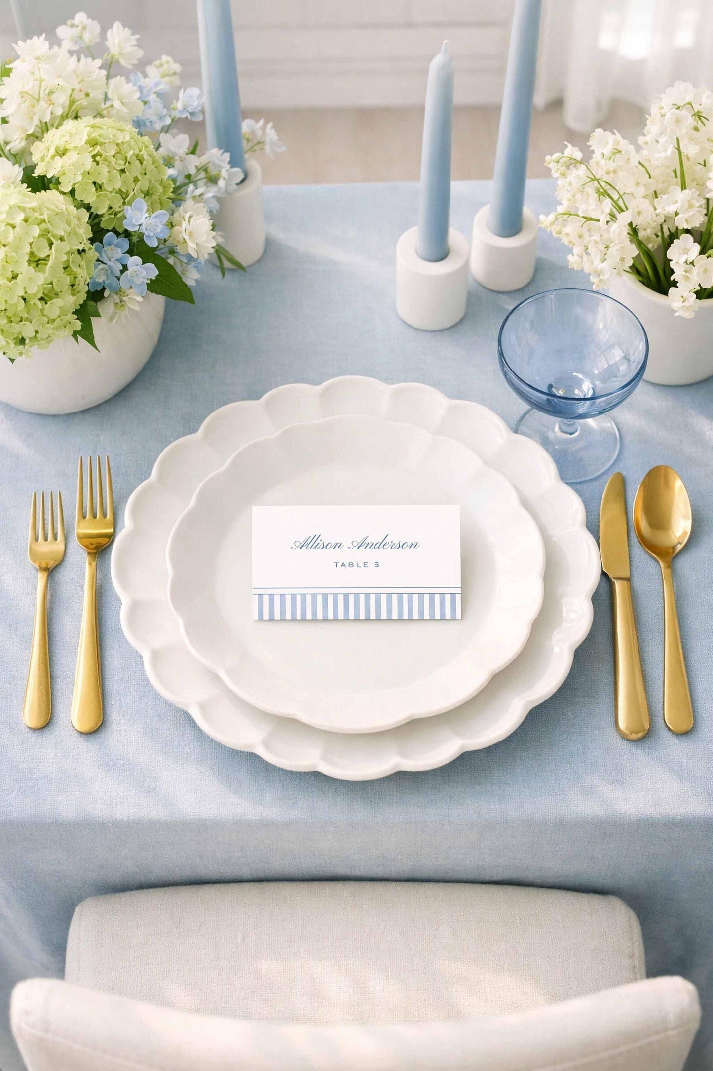 Blue Rattan Wedding Escort Card Template