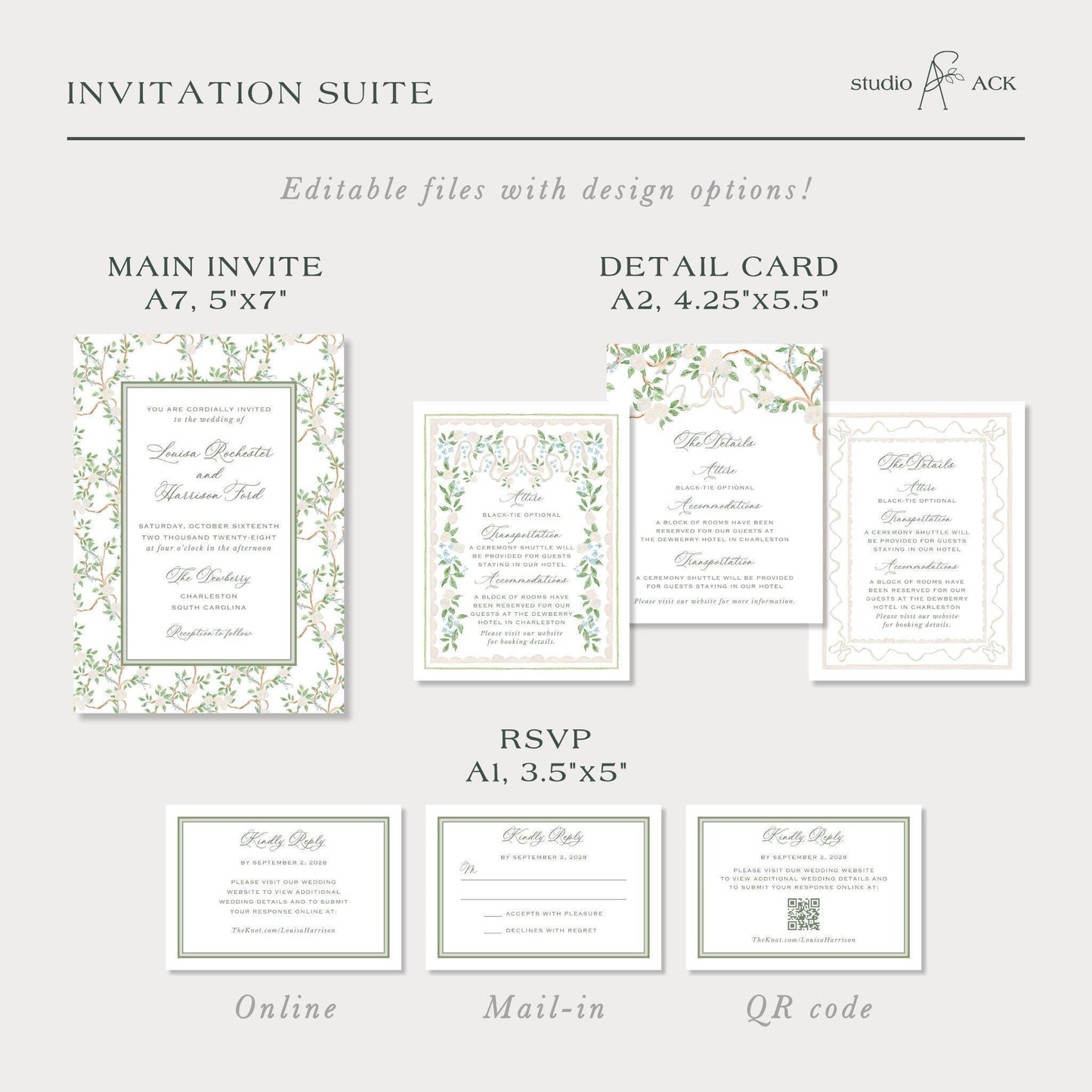 Neutral Chinoiserie Wedding Template Bundle