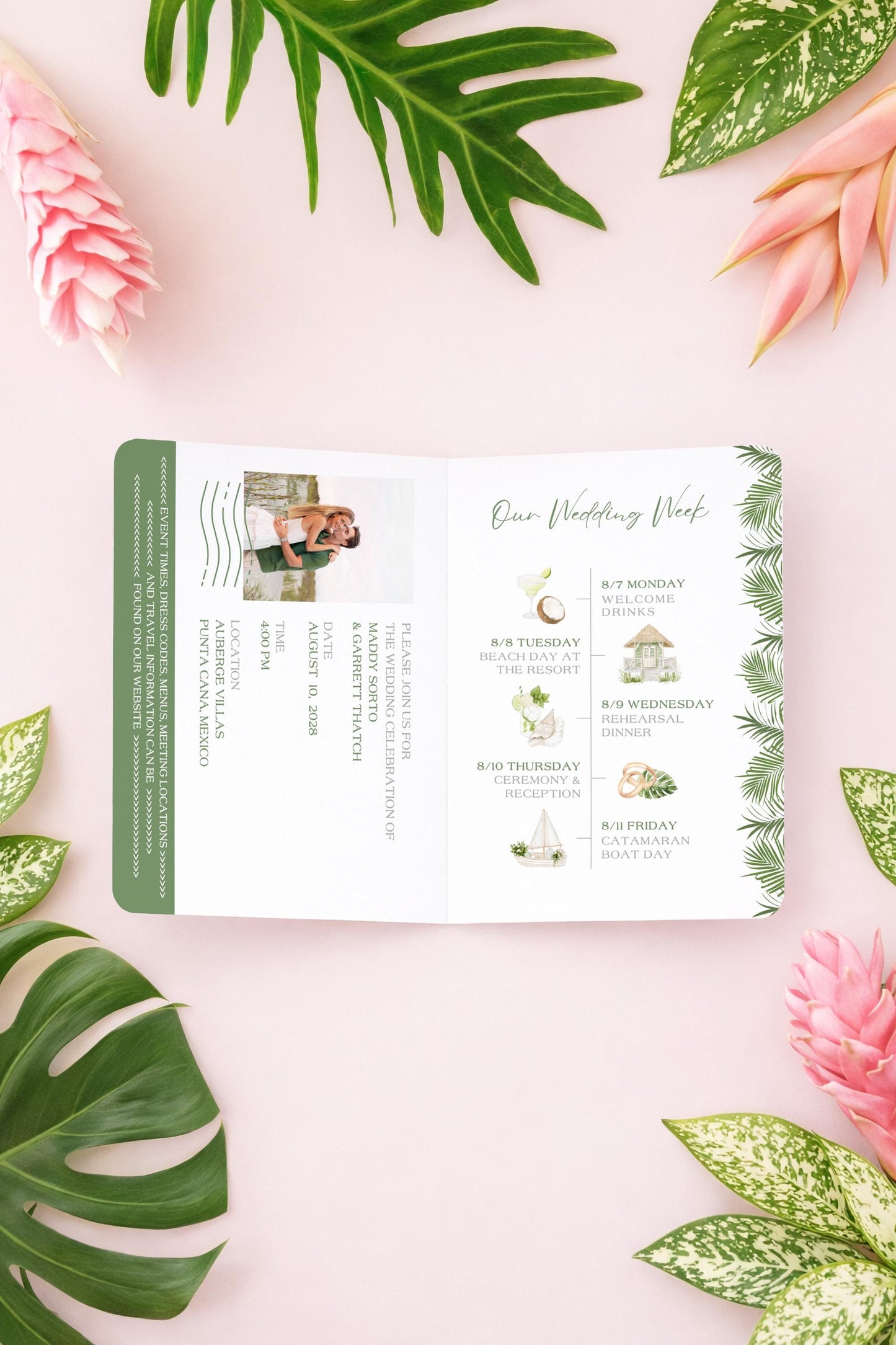 Tropical Wedding Passport Invitation Template
