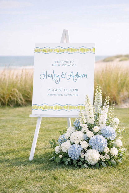 Fun Wavy Wedding Welcome Sign Template