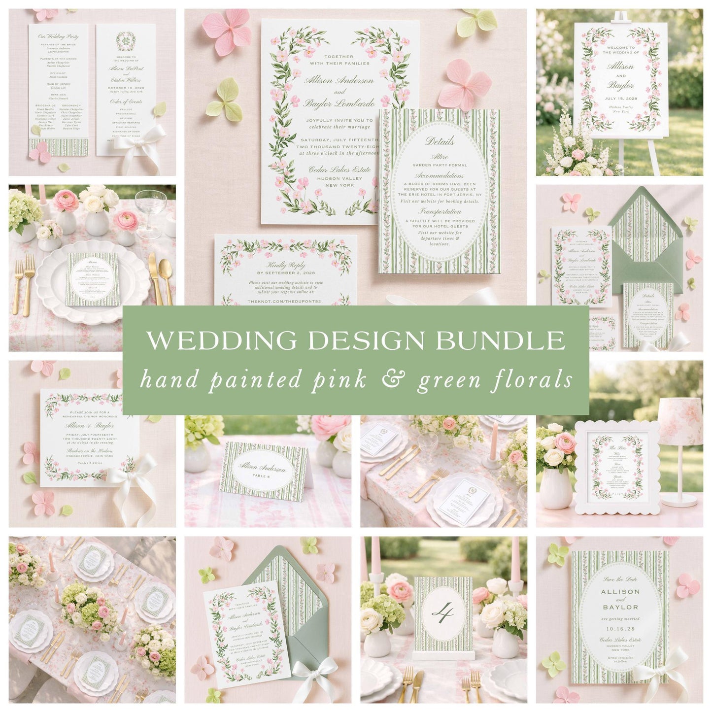 Grandmillennial Floral Wedding Template Bundle