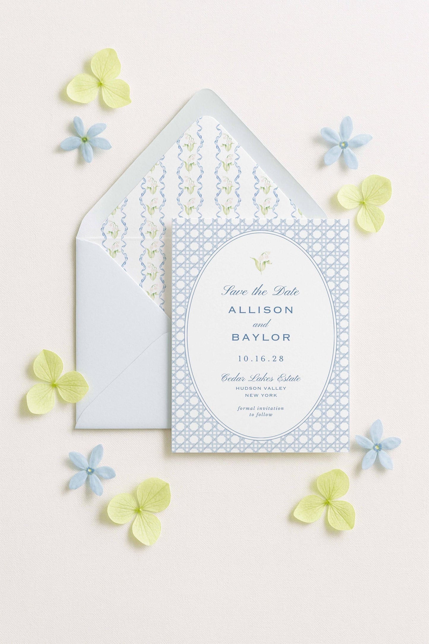 Blue Rattan Save the Date Template