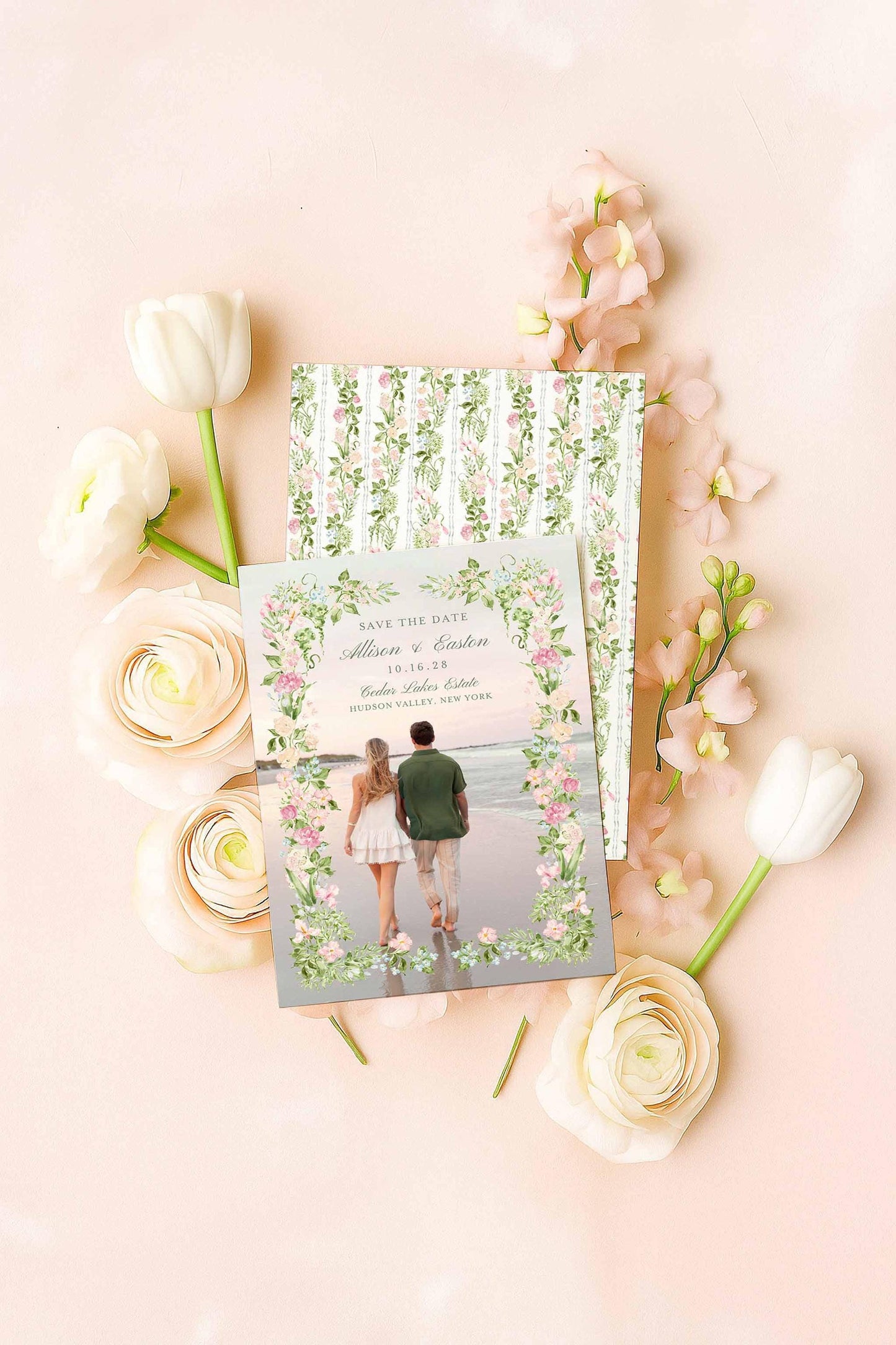 Hand-Painted Floral Save the Date Template