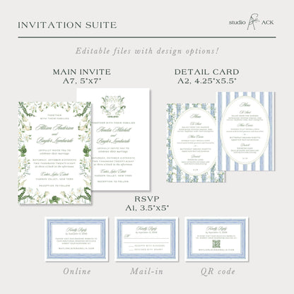Blue, White & Green Wedding Template Bundle