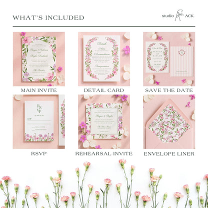 Purple Floral Wedding Template Bundle