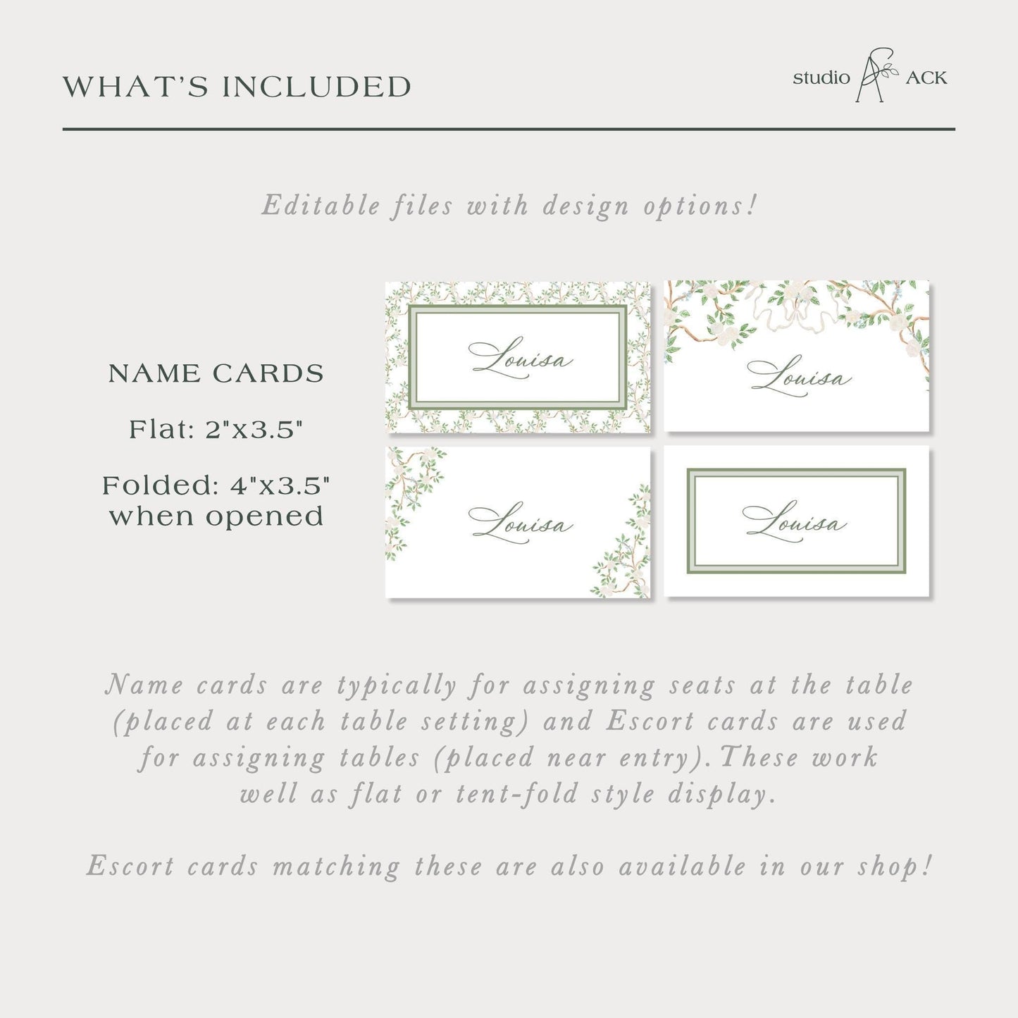 Neutral Chinoiserie Wedding Place Card Template