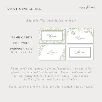Neutral Chinoiserie Wedding Place Card Template