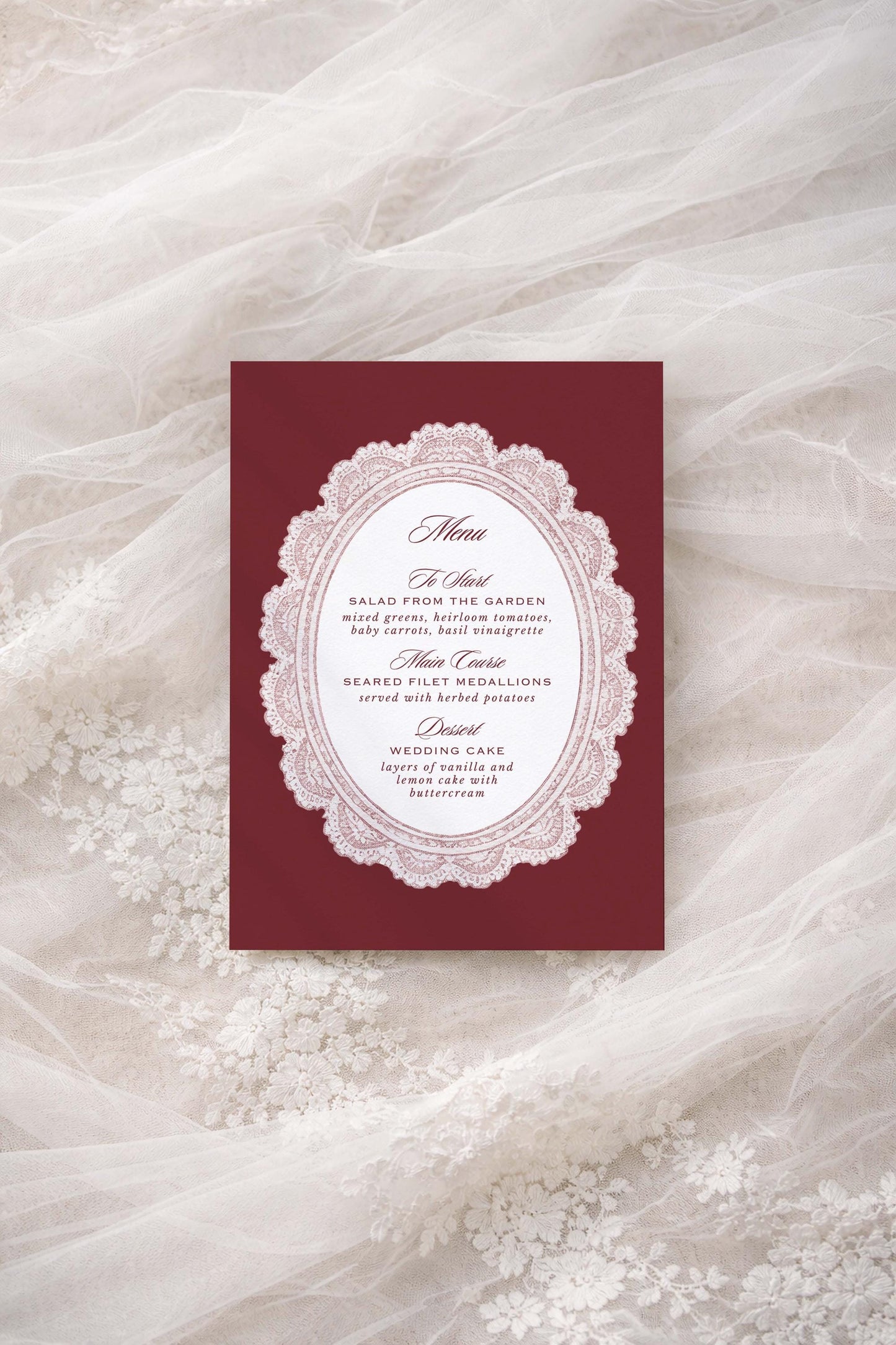 Vintage Lace Wedding Menu Template