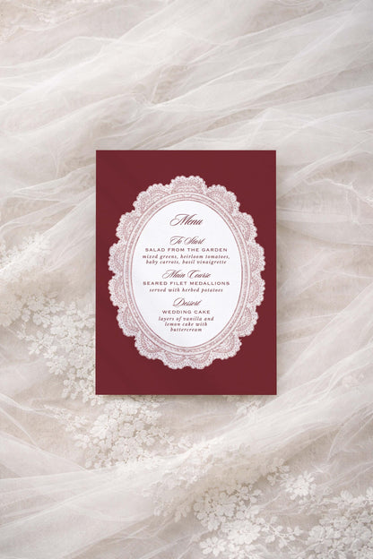 Vintage Lace Wedding Menu Template