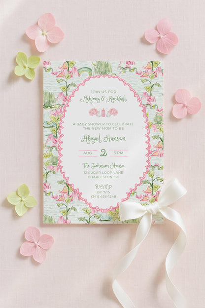 Mahjong Baby Shower Invitation Template