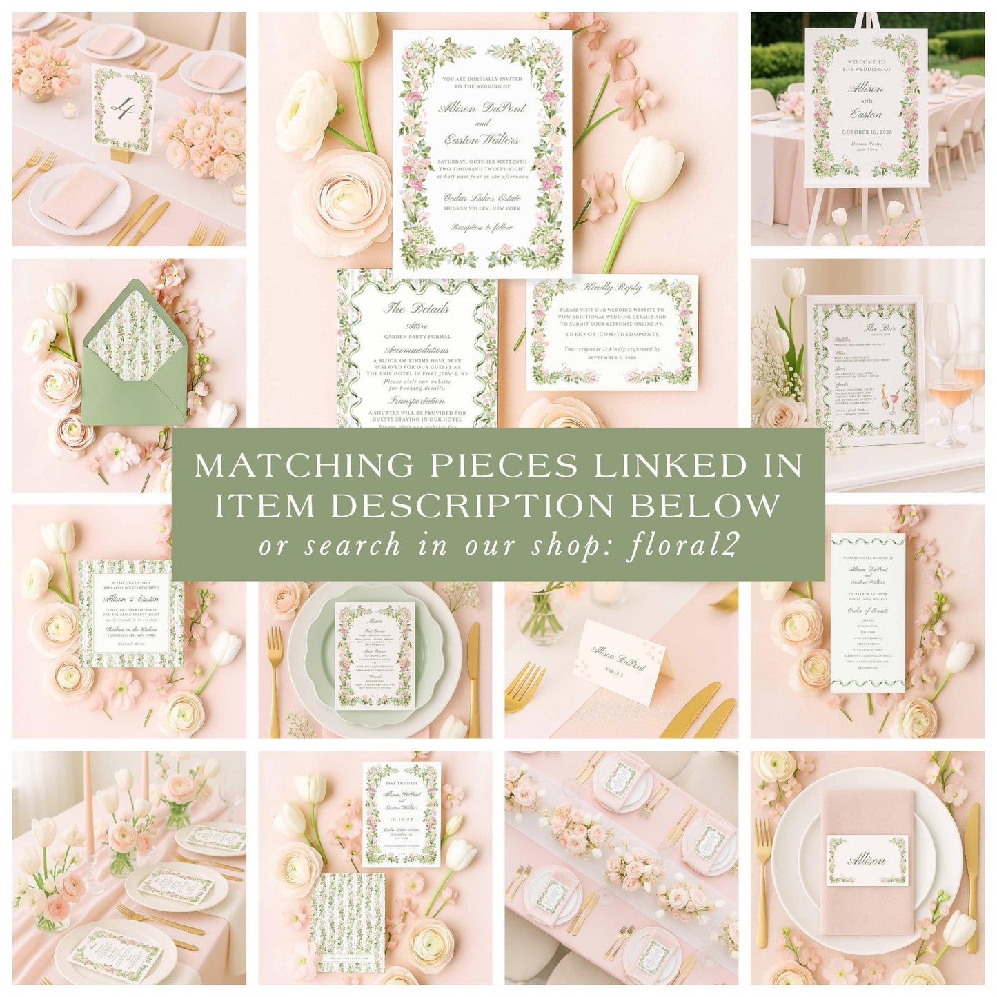 Hand-Painted Floral Rehearsal Dinner Invitation