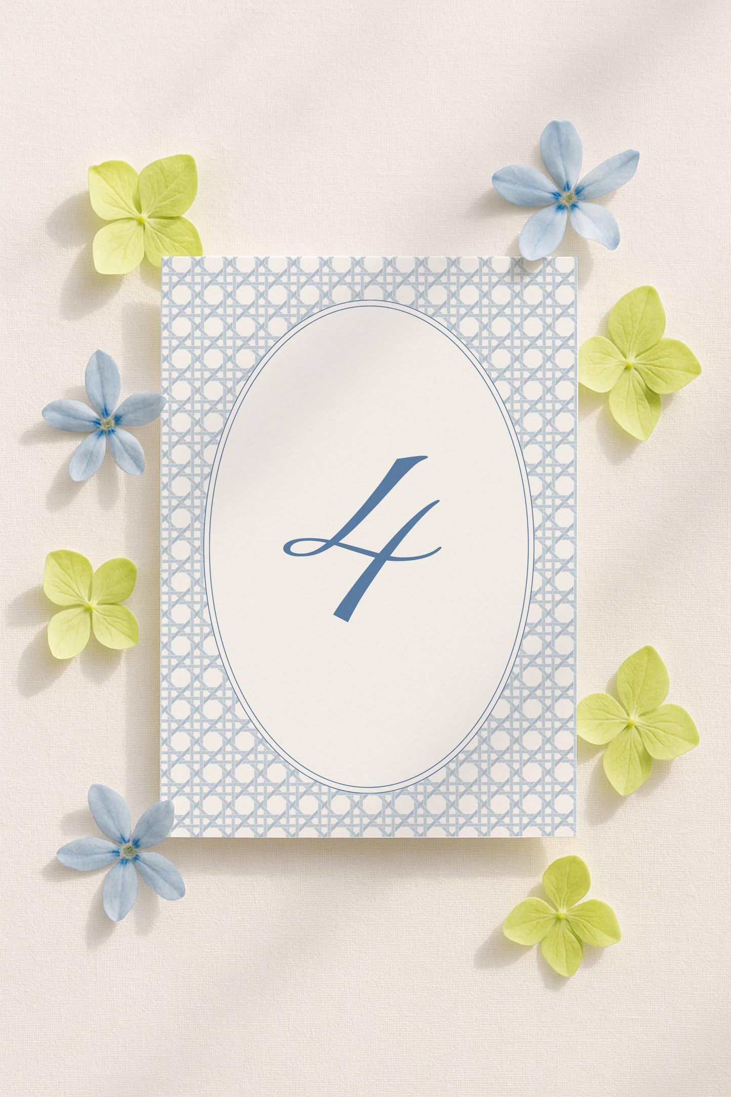 Blue Rattan Wedding Table Number Template