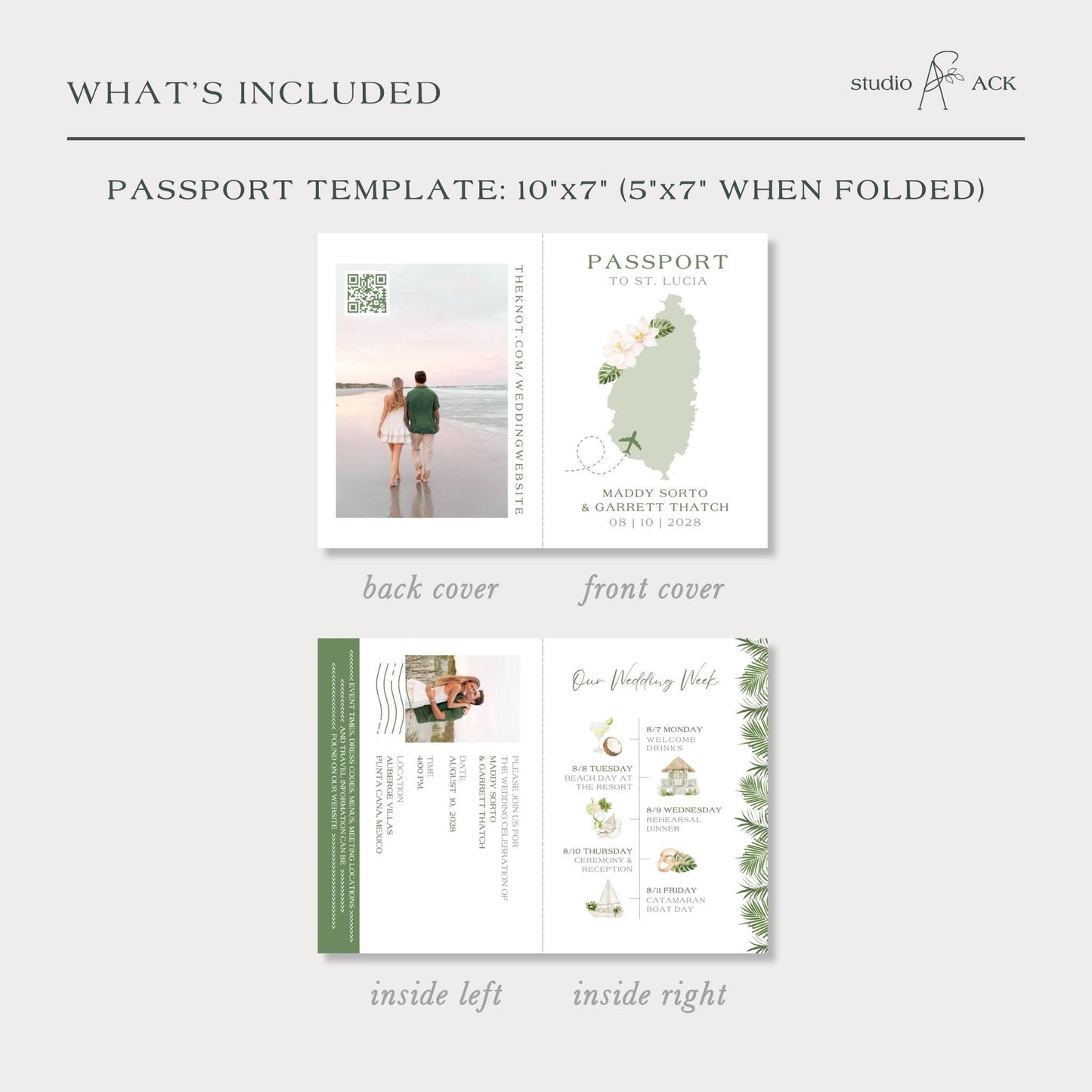 Tropical Wedding Passport Invitation Template