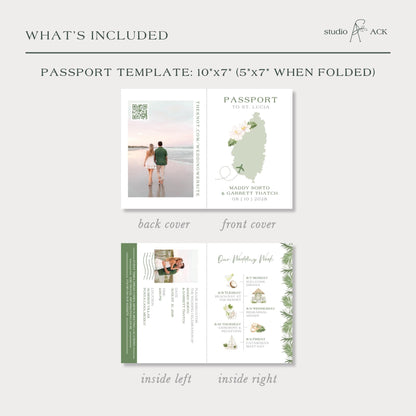 Tropical Wedding Passport Invitation Template