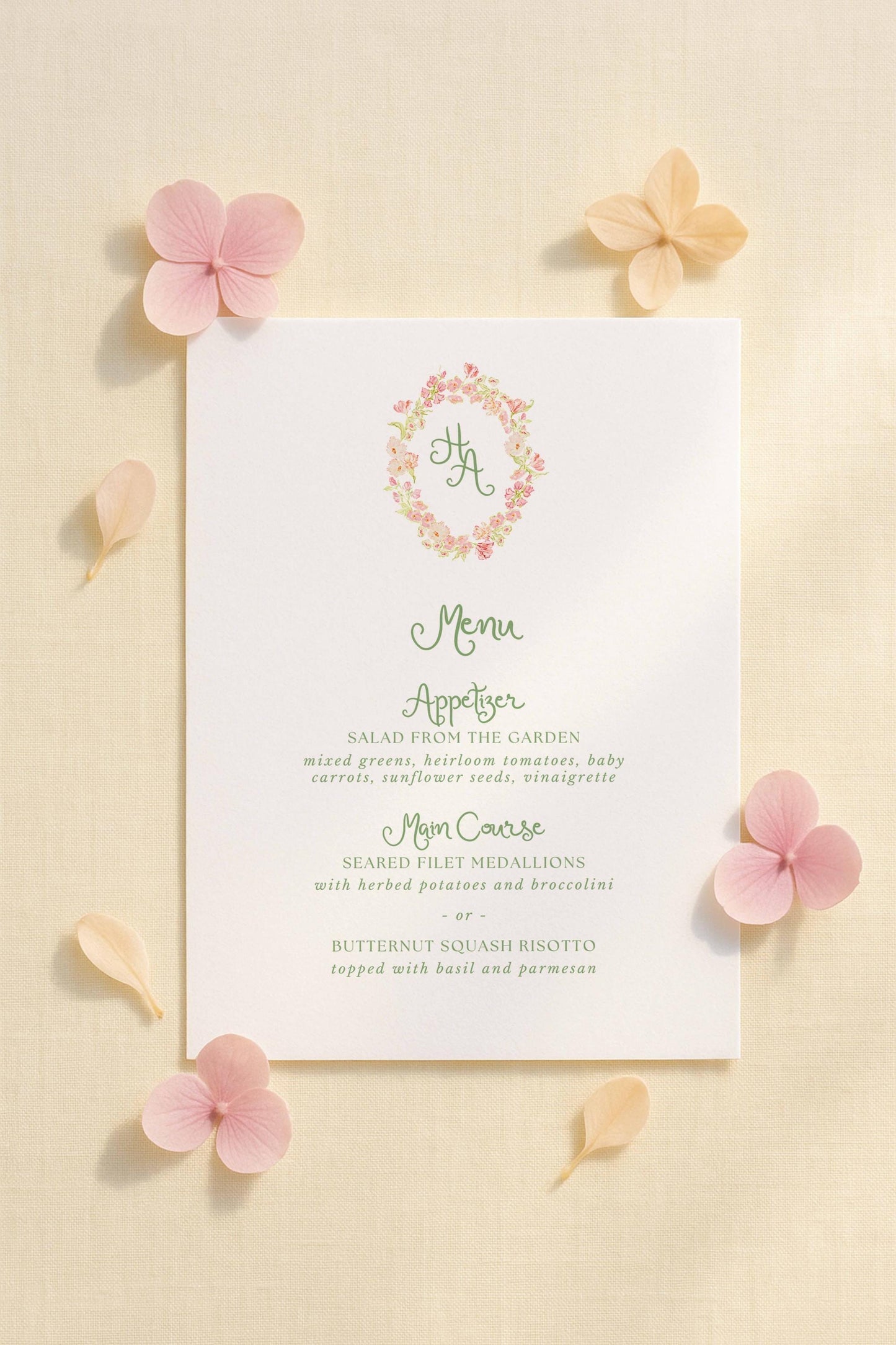 Whimsical Garden Wedding Menu Template