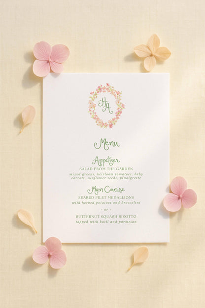 Whimsical Garden Wedding Menu Template