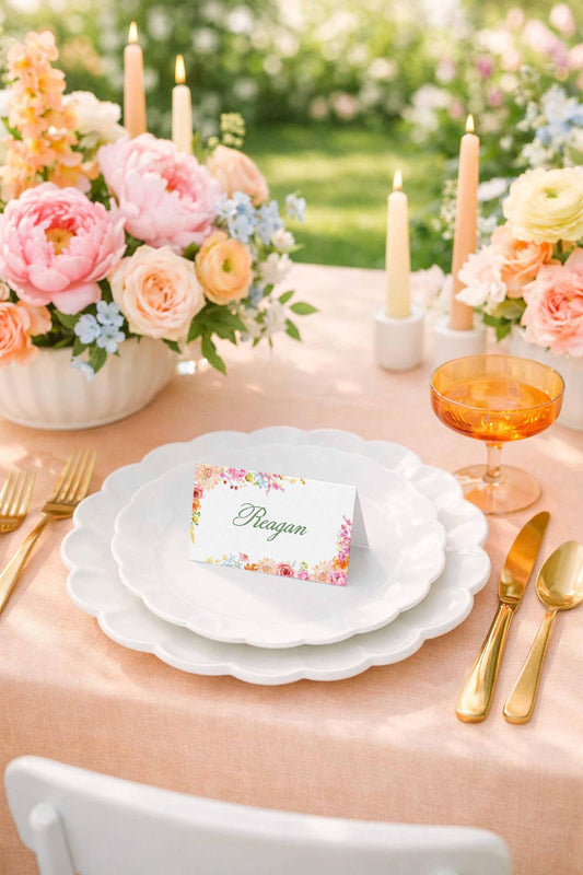 Colorful Floral Wedding Place Card Template