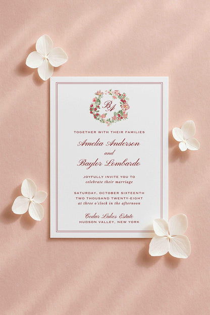 Dusty Pink Floral Wedding Invitation Suite Template