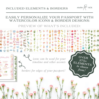 Birds of Paradise Wedding Passport Invitation Template